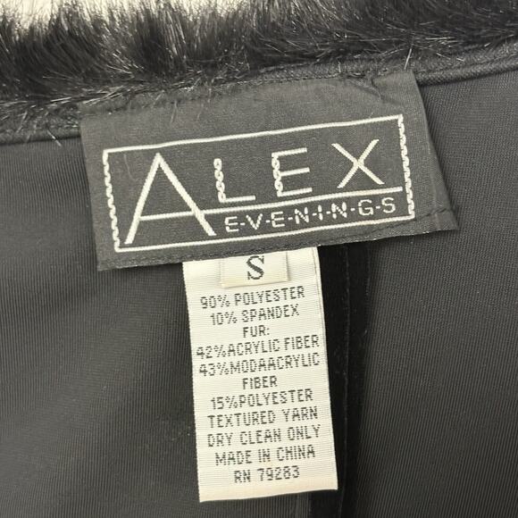 Y2K Velvet Top Corset Faux Fur Off Shoulder Back Zip Glam Goth Black Size S - Picture 6 of 6